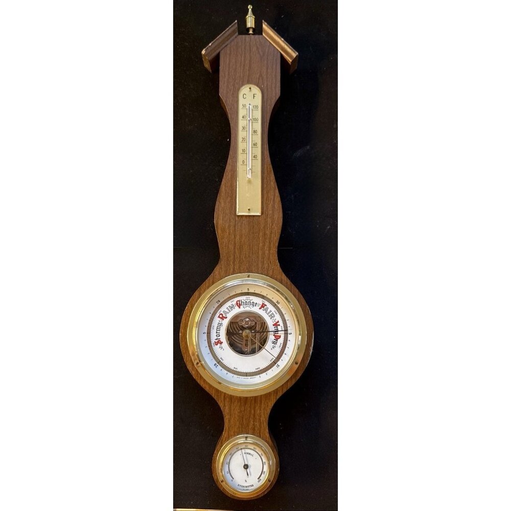 Vtg Western Germany Barometer Thermometer & Hygrometer Wood Wall Weather Station